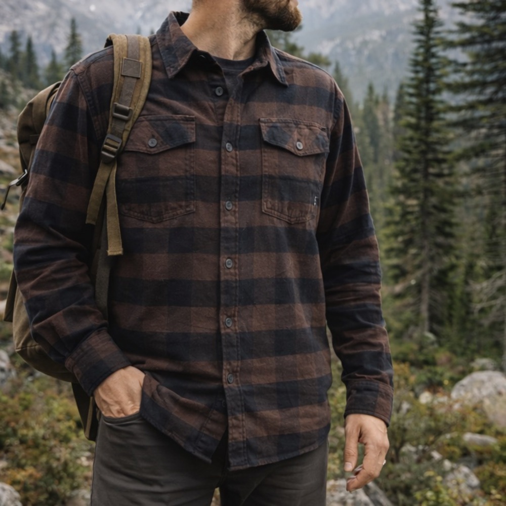 KUIU Men’s XL Plaid Flannel Button Down Shirt Cotton Wool Outdoor